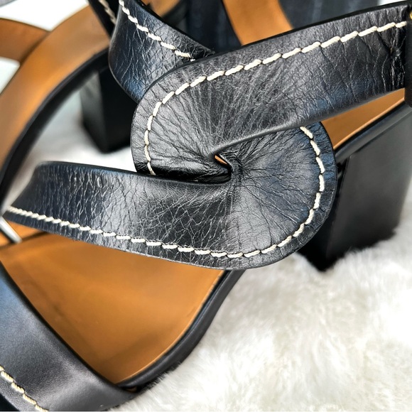 Chloe Candice Topstitch Block Heel Sandals Black Size EU 40 - Picture 6 of 16
